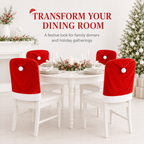 COOKEY 4pcs Christmas Chair Covers,Santa Hat Chair Back Cover Xmas Slipcover for Christmas Dinning Room Home Decoration Supply,Red