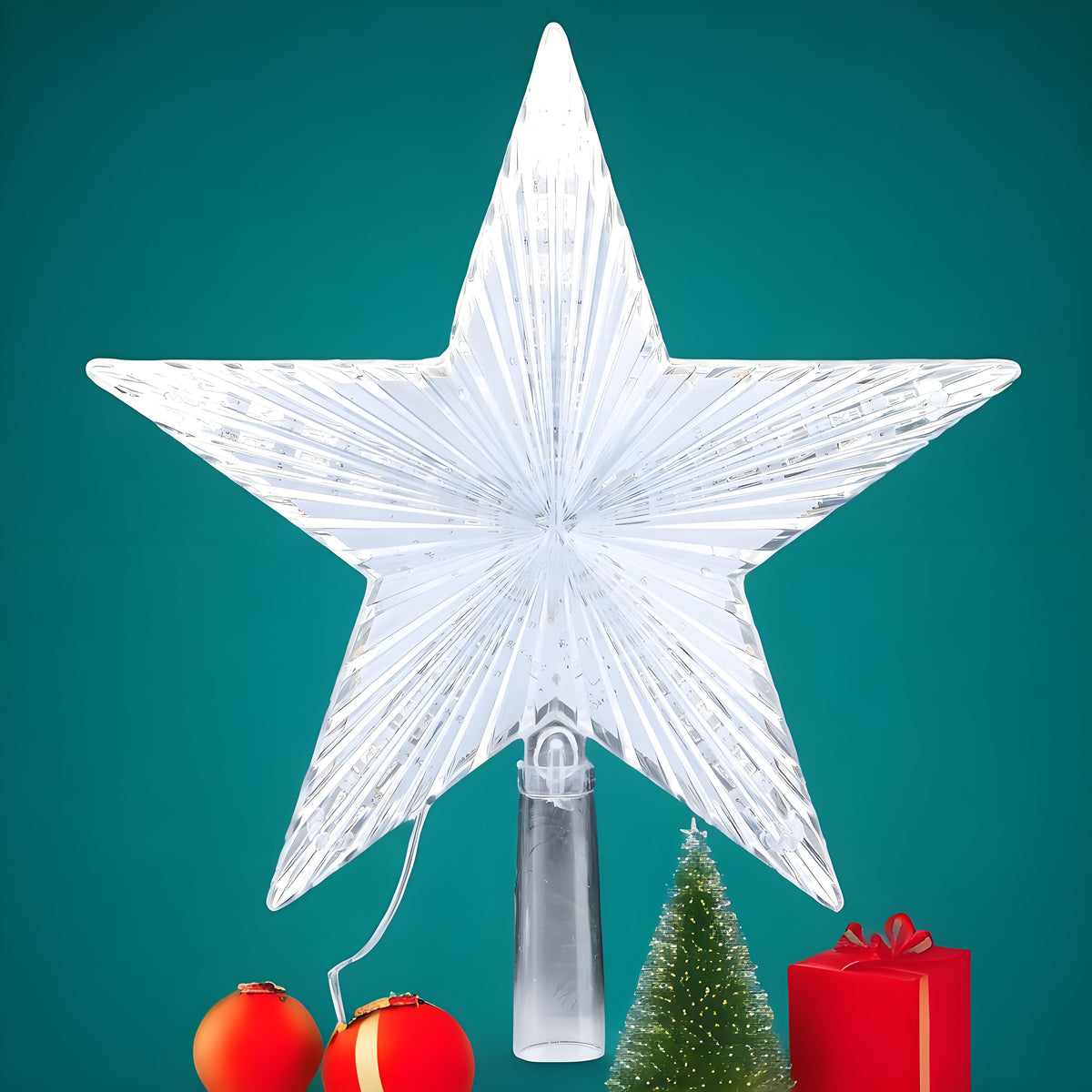 COOKEY Christmas Tree Topper Star Warm White Lights Christmas Tree Decorations for Christmas Holiday