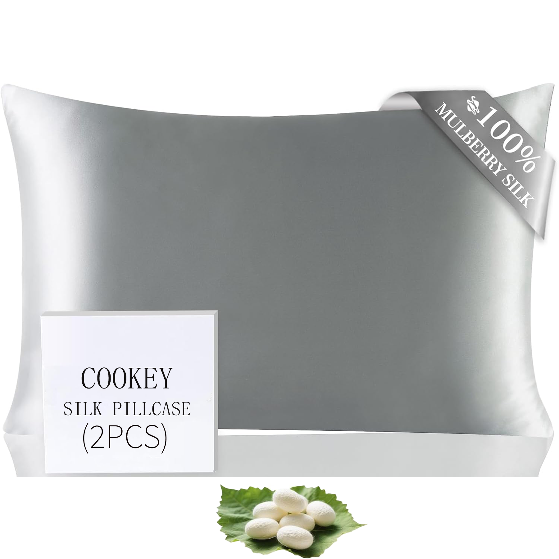 COOKEY Satin Pillowcases 2 Pack with Envelope Closure, Silk Pillow Cases Set of 2,Pillow Covers