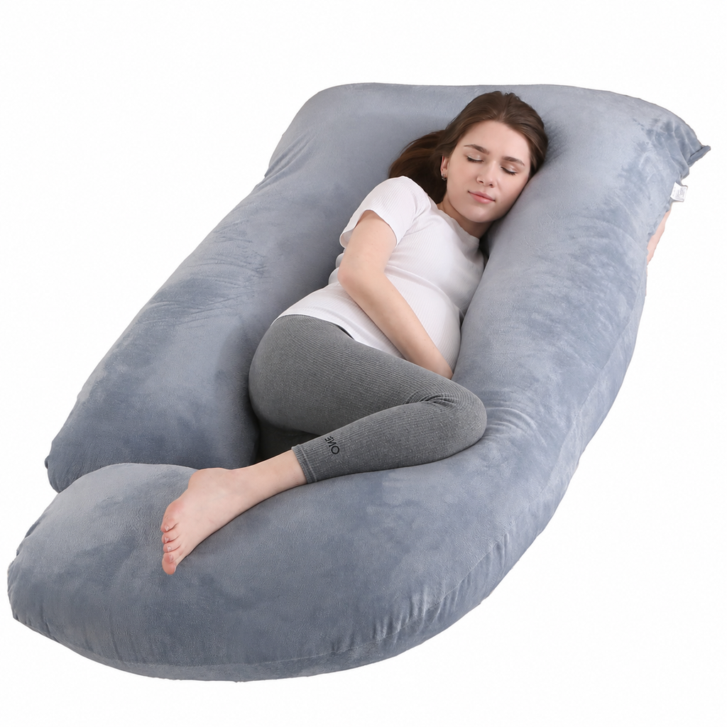 COOKEY Pregnancy Pillow with Removable Velvet Cover,U Shaped Full Body Maternity Pillows for Sleeping,72inch