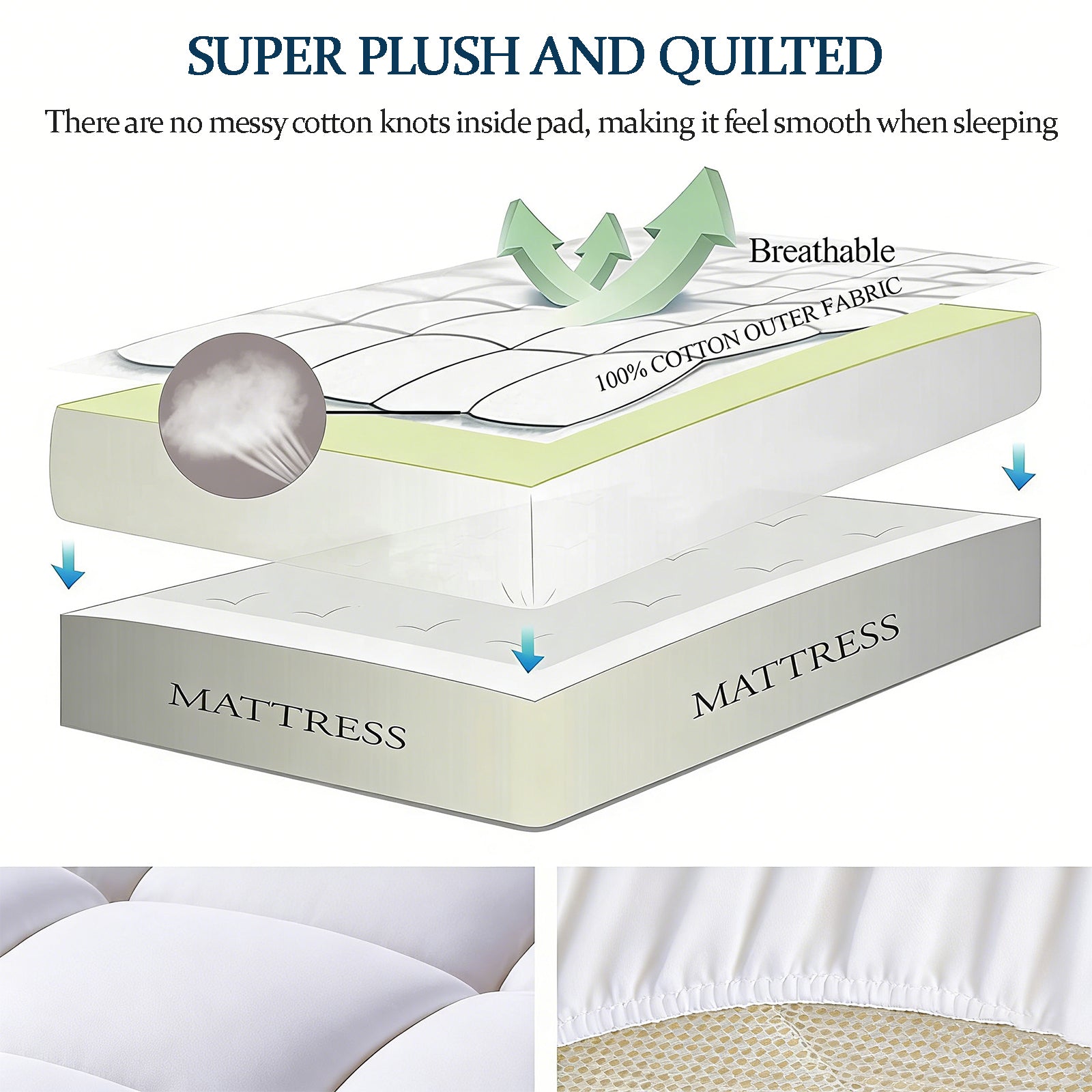 COOKEY Mattress Topper, Quilted Fitted Mattress Protector with Deep Pocket, Breathable and Comfortable Mattress Pad