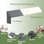 COOKEY Bed Wedge Pillow for Headboard, Mattress Gap Filler, Memory Foam Support for Sleep Apnea, Back Pain Relief & Sleeping Comfort, Gray