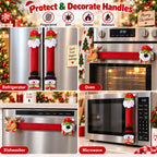 COOKEY Christmas Refrigerator Handle Covers Set of 8, 3D Snowman Fridge Handle Protector, Xmas Holiday Decor, Appliance Door Covers for Refrigerator Oven Dishwasher Microwave