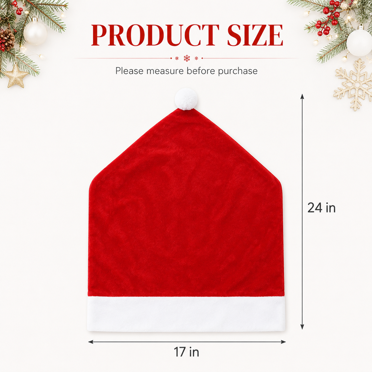 COOKEY 4pcs Christmas Chair Covers,Santa Hat Chair Back Cover Xmas Slipcover for Christmas Dinning Room Home Decoration Supply,Red