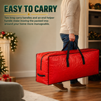 COOKEY Artificial Christmas Tree Storage Bag for Tree, PE Holiday Storage Organizer with Zipper and Carry Handles, Red Seasonal Storage Bag
