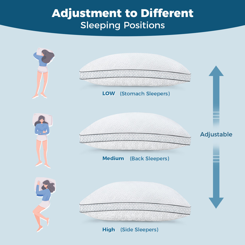 COOKEY Cooling Pillows King/Queen/Standard Size Set of 2,Adjustable Shredded Memory Foam Pillows with Bamboo Viscose Cover for Side Back Stomach Sleepers,20''x36''