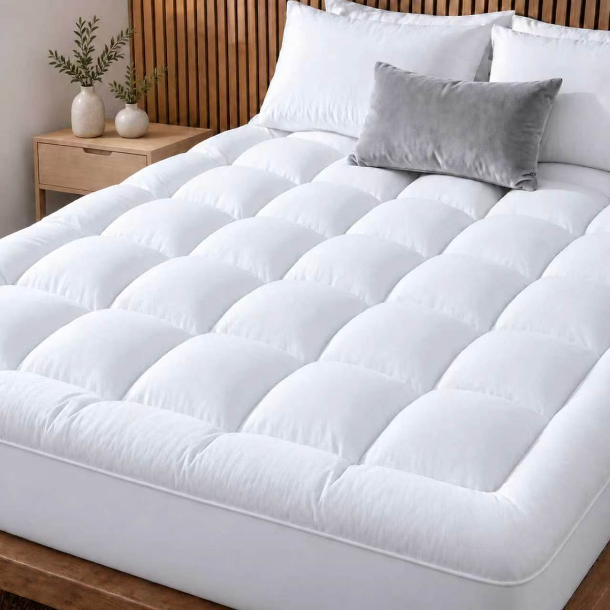 COOKEY Mattress Topper, Quilted Fitted Mattress Protector with Deep Pocket, Breathable and Comfortable Mattress Pad
