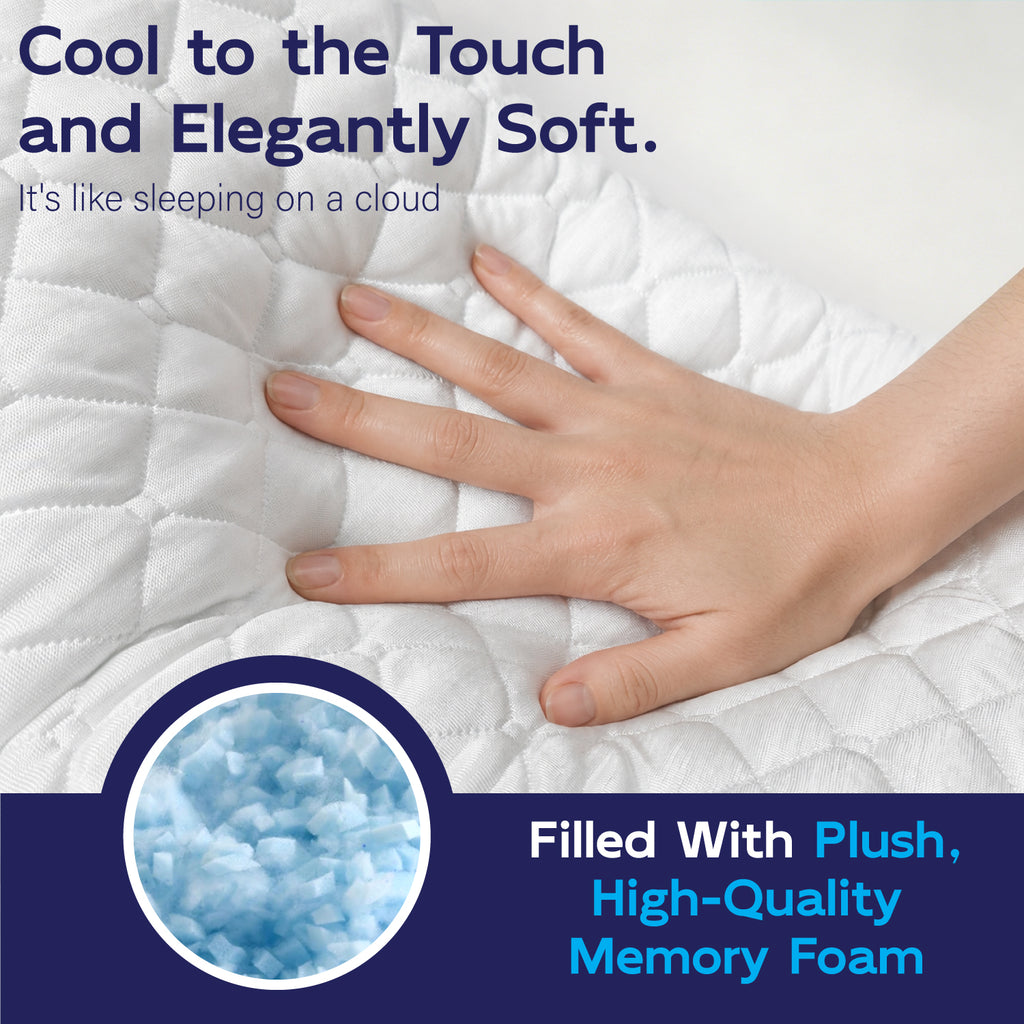 COOKEY Cooling Curved Side Sleeper Pillows Set of 2, with Adjustable Shredded Memory Foam Fill for Neck and Shoulder Support