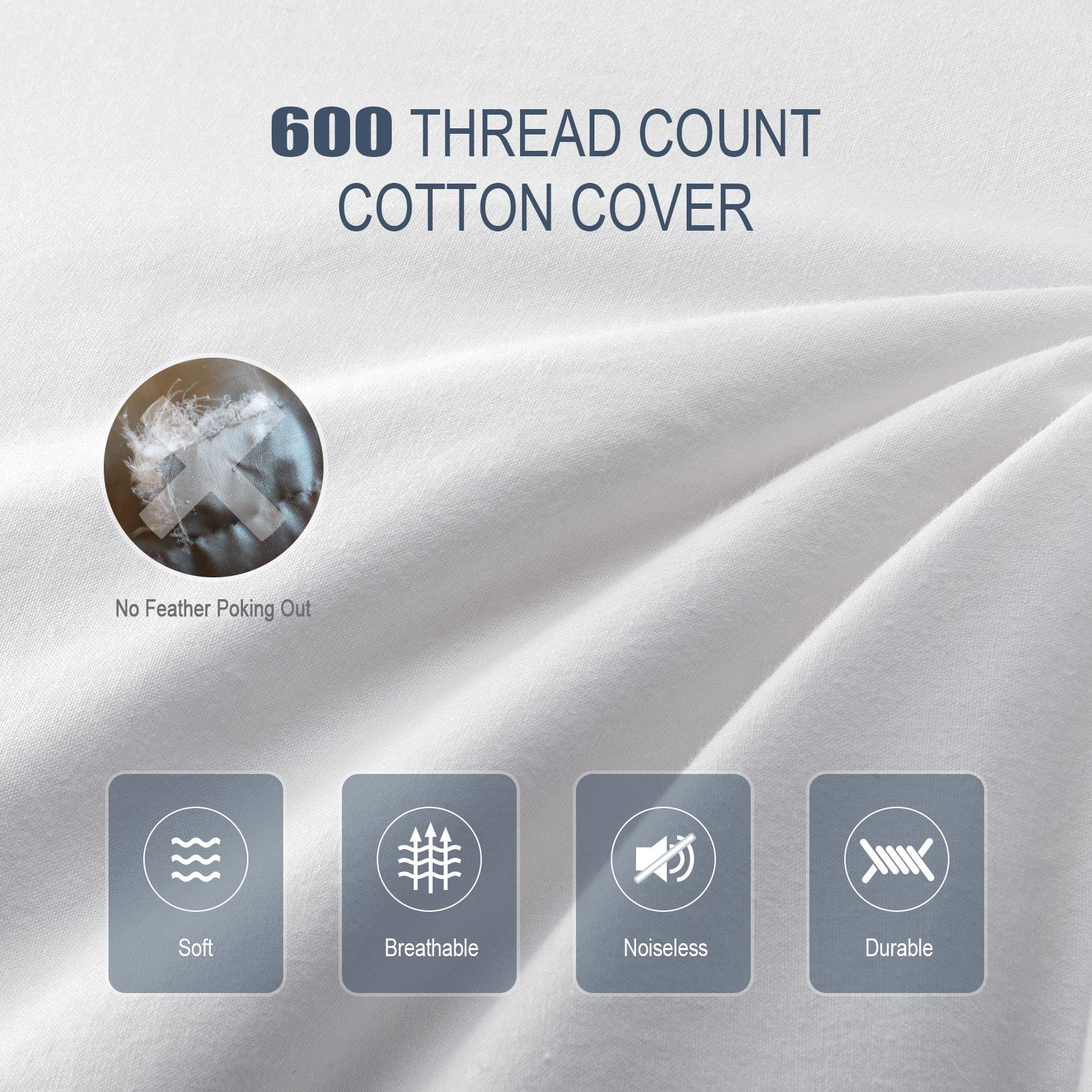COOKEY Goose Down & Feather Luxury Bed Pillow for Sleep, Soft & Fluffy Hotel Pillow for Sleepers