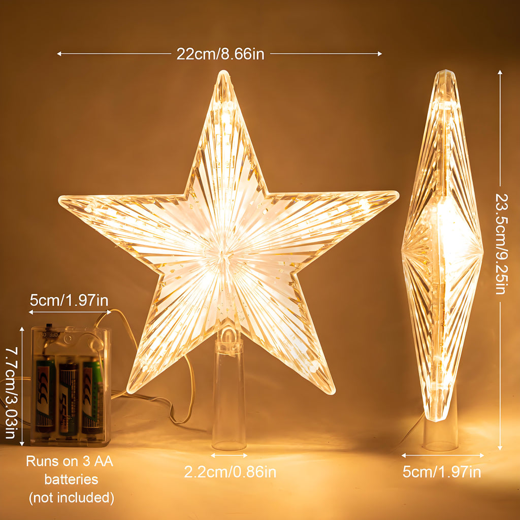 COOKEY Christmas Tree Topper Star Warm White Lights Christmas Tree Decorations for Christmas Holiday