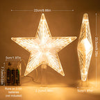 COOKEY Christmas Tree Topper Star Warm White Lights Christmas Tree Decorations for Christmas Holiday