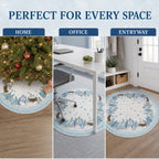 COOKEY Snowman Christmas Tree Skirt 48 Inch, White Winter Snowflake Tree Skirt, Cabin and Pine Forest Print, Merry Christmas Holiday Party Decorations Indoor Outdoor