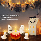 COOKEY Glow-in-The-Dark Ghost Campfire Gathering, Cute & Cozy Halloween Ghost Figurine Set, Resin Ghost Statue for Home, Mantel, Shelf, Desk