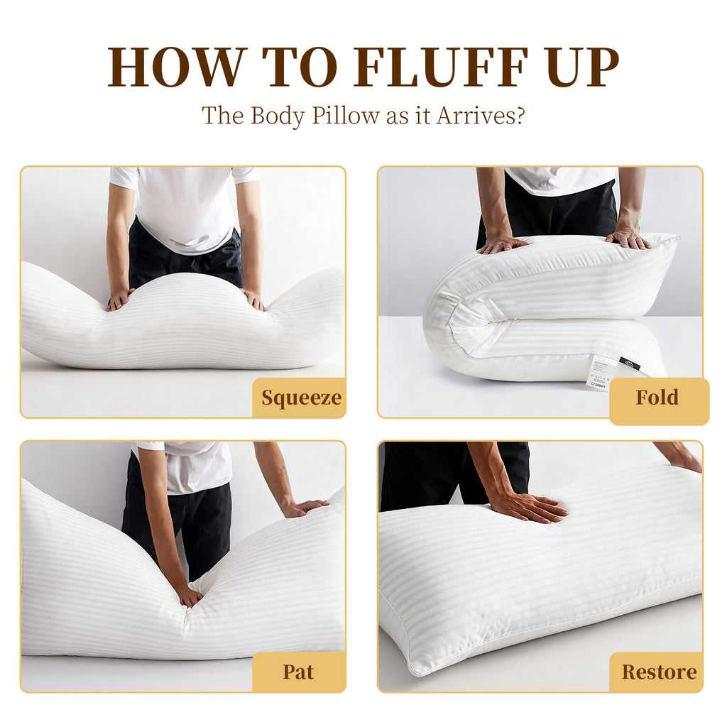 COOKEY Queen Full Body Pillow for Adults - Breathable & Soft Long Bed Pillow Insert for Sleeping, 20x54 inches, White
