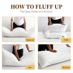 COOKEY Queen Full Body Pillow for Adults - Breathable & Soft Long Bed Pillow Insert for Sleeping, 20x54 inches, White