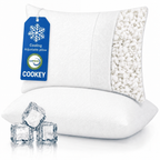 COOKEY Cooling Pillows Size Set of 2, Shredded Memory Foam Pillows Cool for Hot Sleepers, Adjustable Firm Soft Support Bed Pillows
