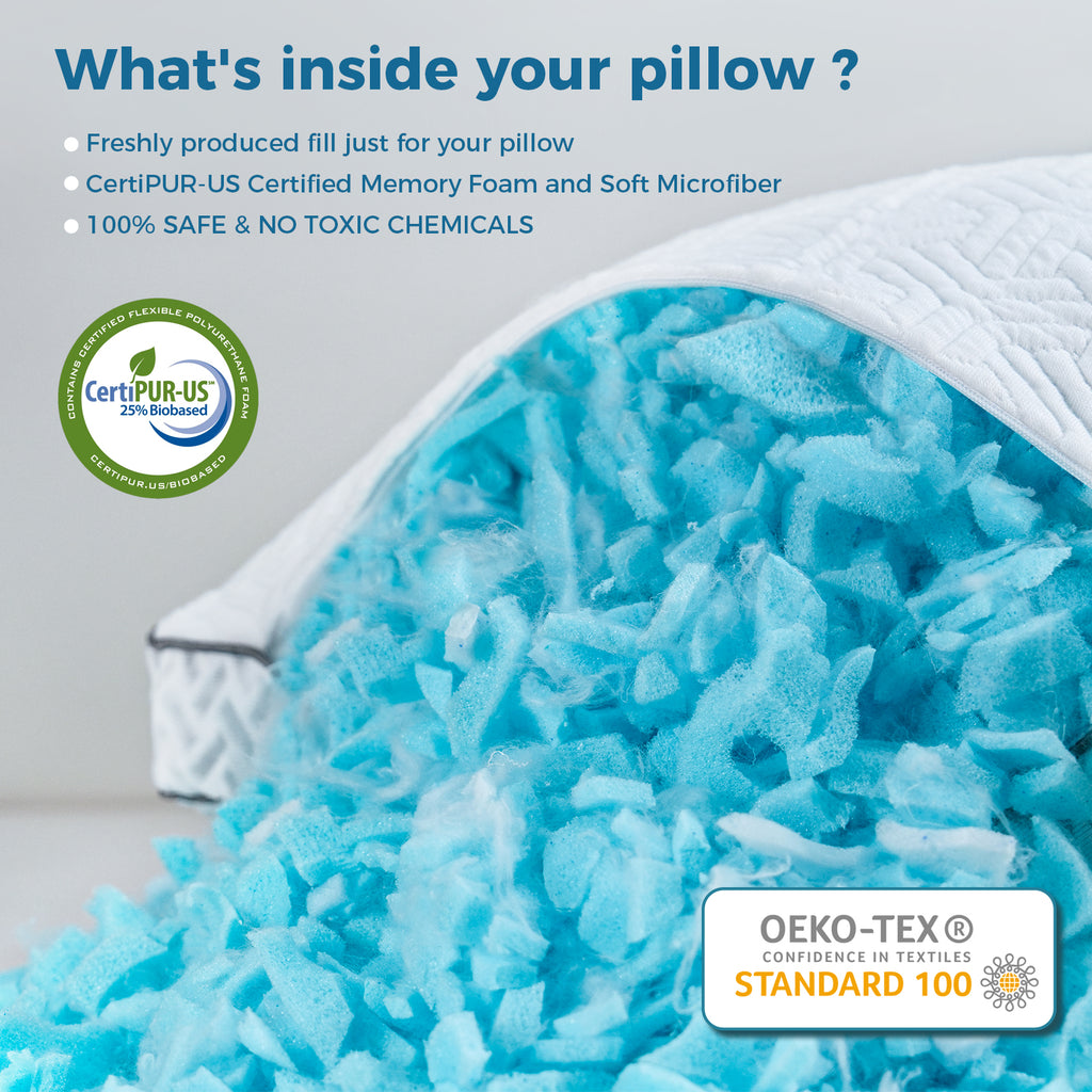 COOKEY Cooling Pillows King/Queen/Standard Size Set of 2,Adjustable Shredded Memory Foam Pillows with Bamboo Viscose Cover for Side Back Stomach Sleepers,20''x36''