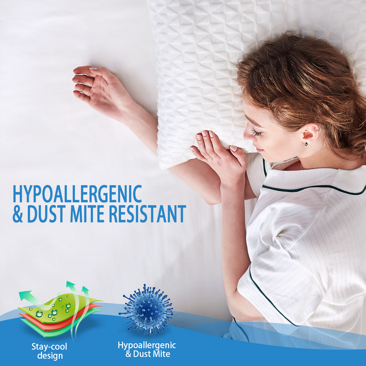 COOKEY Cooling Pillows Size Set of 2, Shredded Memory Foam Pillows Cool for Hot Sleepers, Adjustable Firm Soft Support Bed Pillows