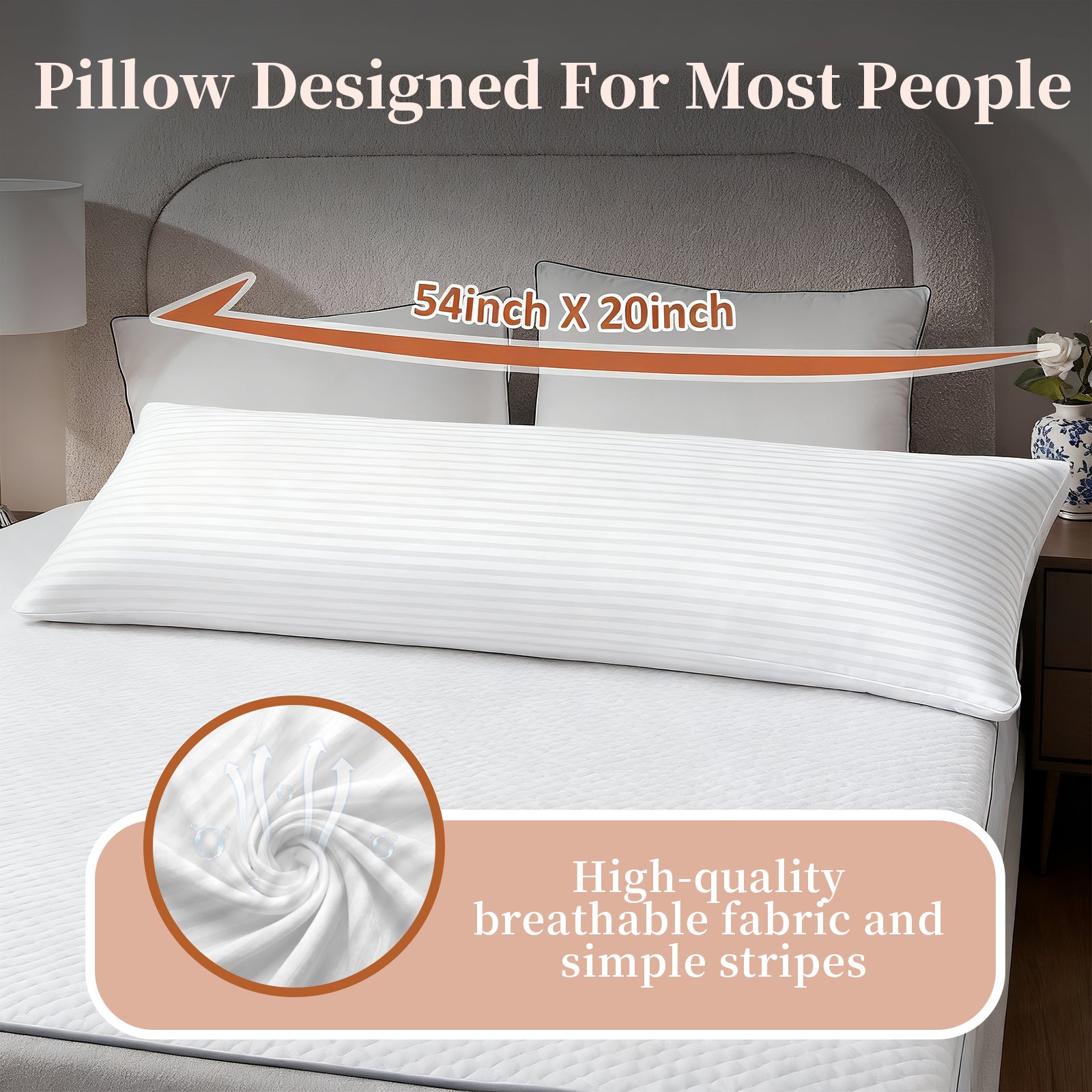 COOKEY Queen Full Body Pillow for Adults - Breathable & Soft Long Bed Pillow Insert for Sleeping, 20x54 inches, White