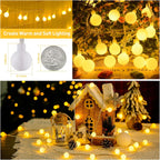 COOKEY 100 LED Globe String Lights Indoor, 33 ft, Warm White, Plug-In with Remote