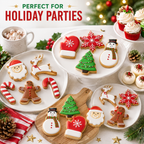 COOKEY 8PCS Christmas Cookie Cutters Sets, Food Grade Stainless Steel Christmas Cookie Cutter Tools with Protective Red Top PVC,Holiday Cookie Cutters Shape Moulds Set for Baking