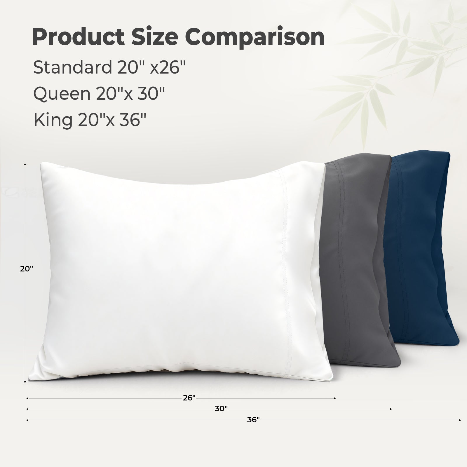 COOKEY Pillow Cases, Rayon Derived from Bamboo Pillowcases, Breathable & Cooling Pillow Covers with Envelope Closure