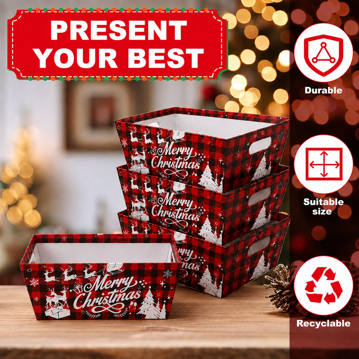 Cookey 72pcs Christmas Gift Baskets With Christmas Baskets For Holiday Treats, Candy, And Party Table Decorative Displays