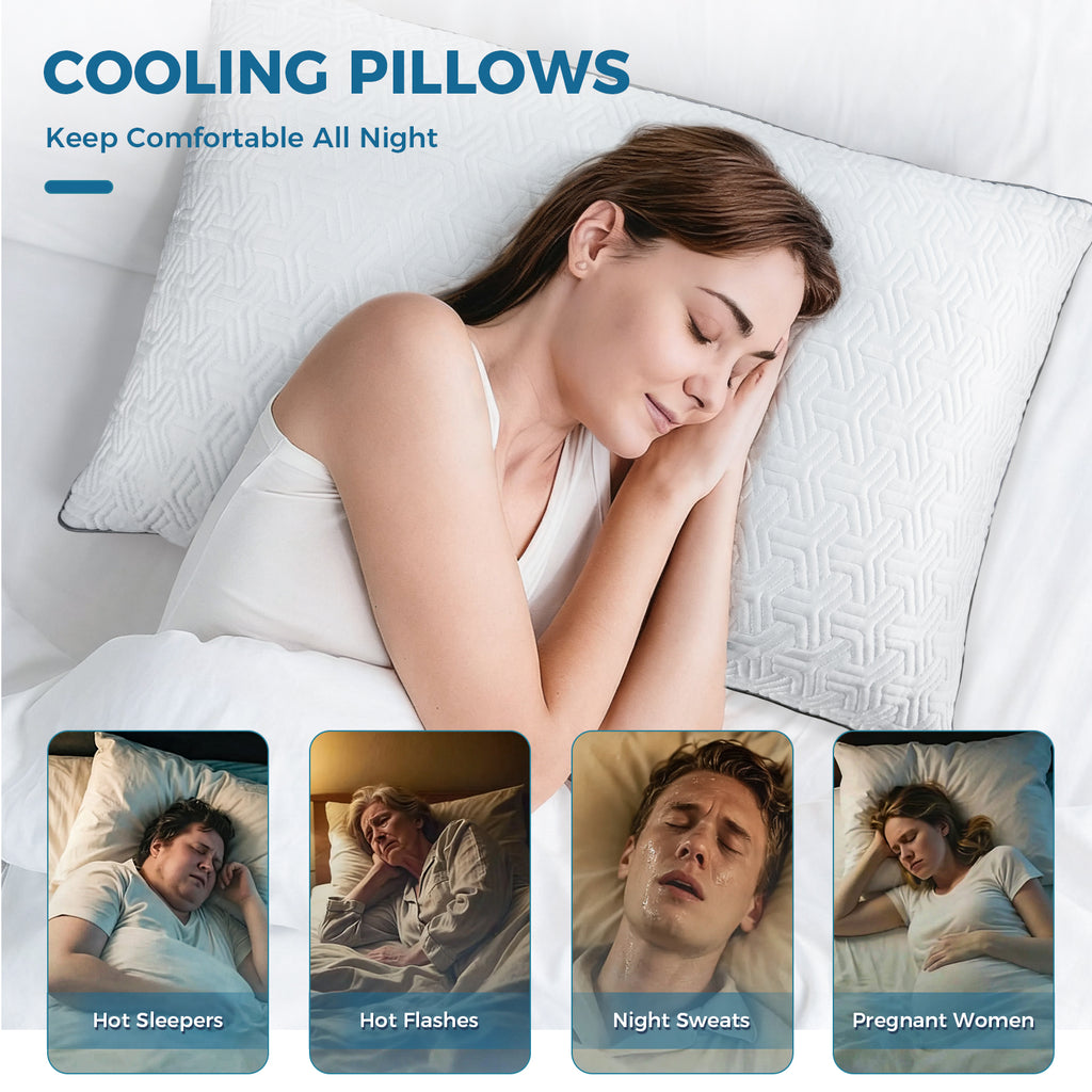 COOKEY Cooling Pillows King/Queen/Standard Size Set of 2,Adjustable Shredded Memory Foam Pillows with Bamboo Viscose Cover for Side Back Stomach Sleepers,20''x36''