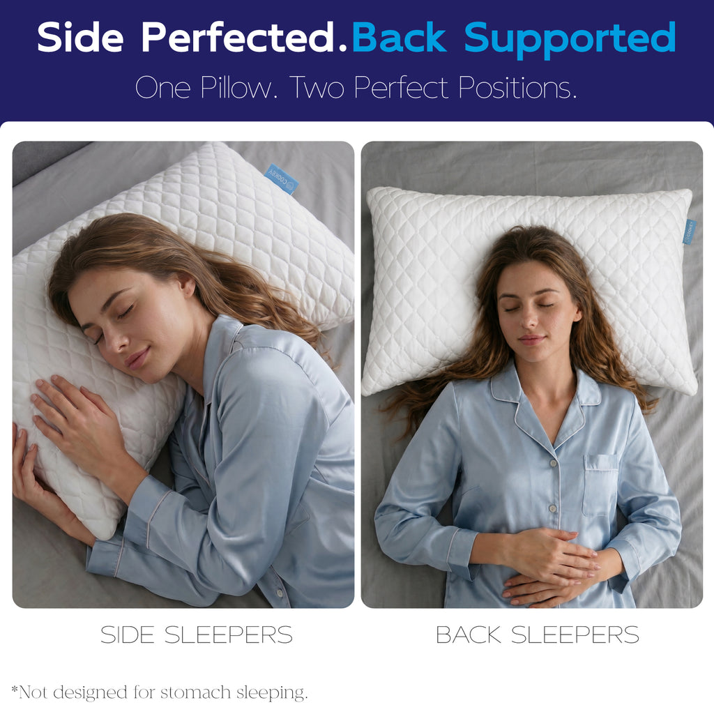 COOKEY Cooling Curved Side Sleeper Pillows Set of 2, with Adjustable Shredded Memory Foam Fill for Neck and Shoulder Support