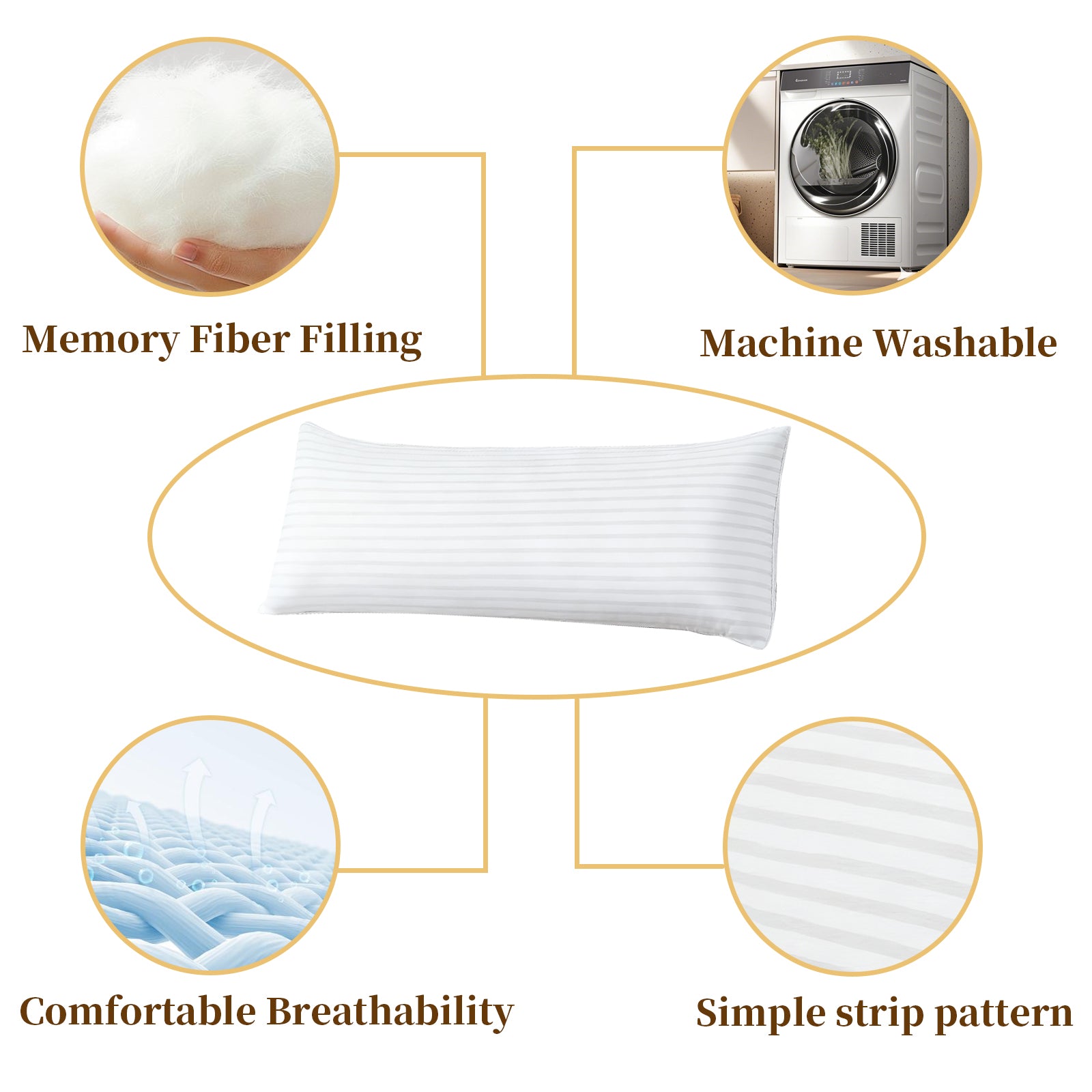 COOKEY Queen Full Body Pillow for Adults - Breathable & Soft Long Bed Pillow Insert for Sleeping, 20x54 inches, White