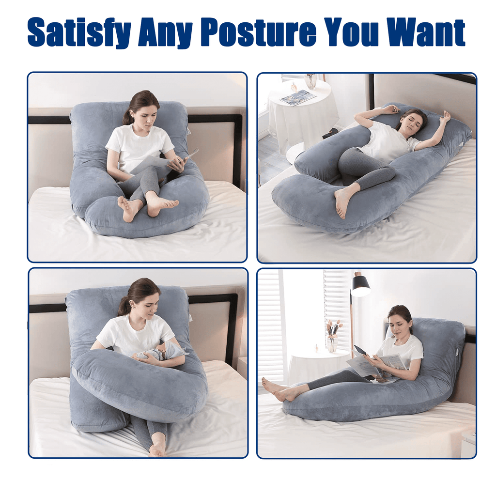 COOKEY Pregnancy Pillow with Removable Velvet Cover,U Shaped Full Body Maternity Pillows for Sleeping,72inch