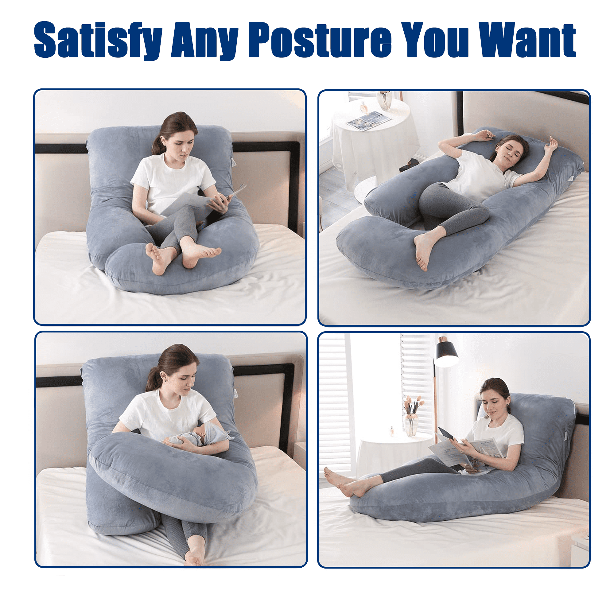 COOKEY Pregnancy Pillow with Removable Velvet Cover,U Shaped Full Body Maternity Pillows for Sleeping,72inch