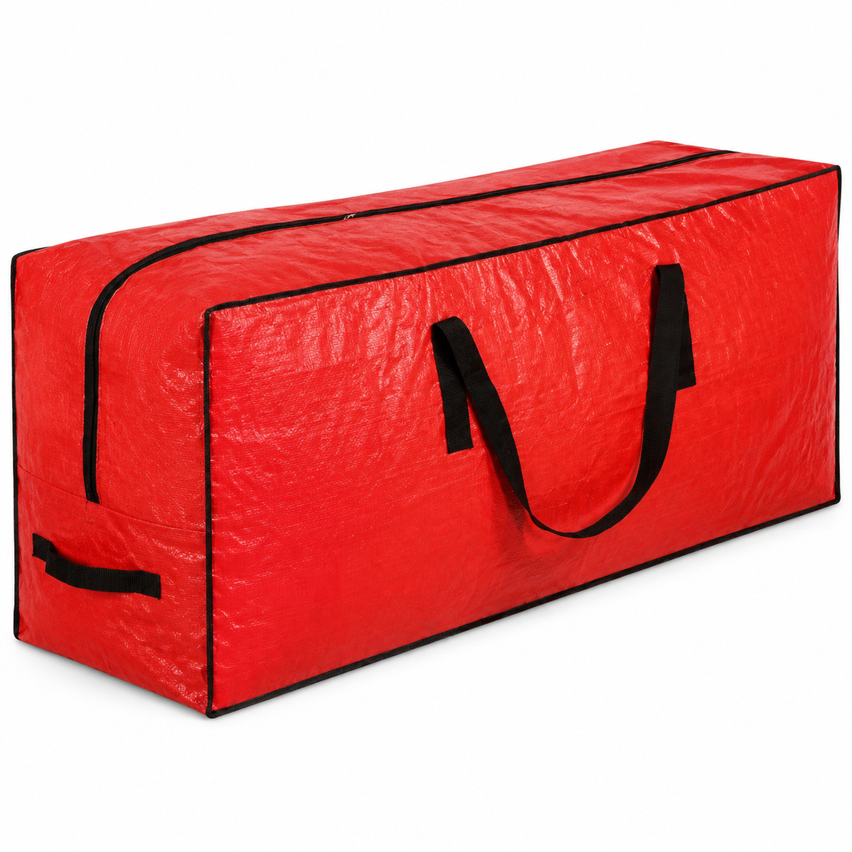 COOKEY Artificial Christmas Tree Storage Bag for Tree, PE Holiday Storage Organizer with Zipper and Carry Handles, Red Seasonal Storage Bag