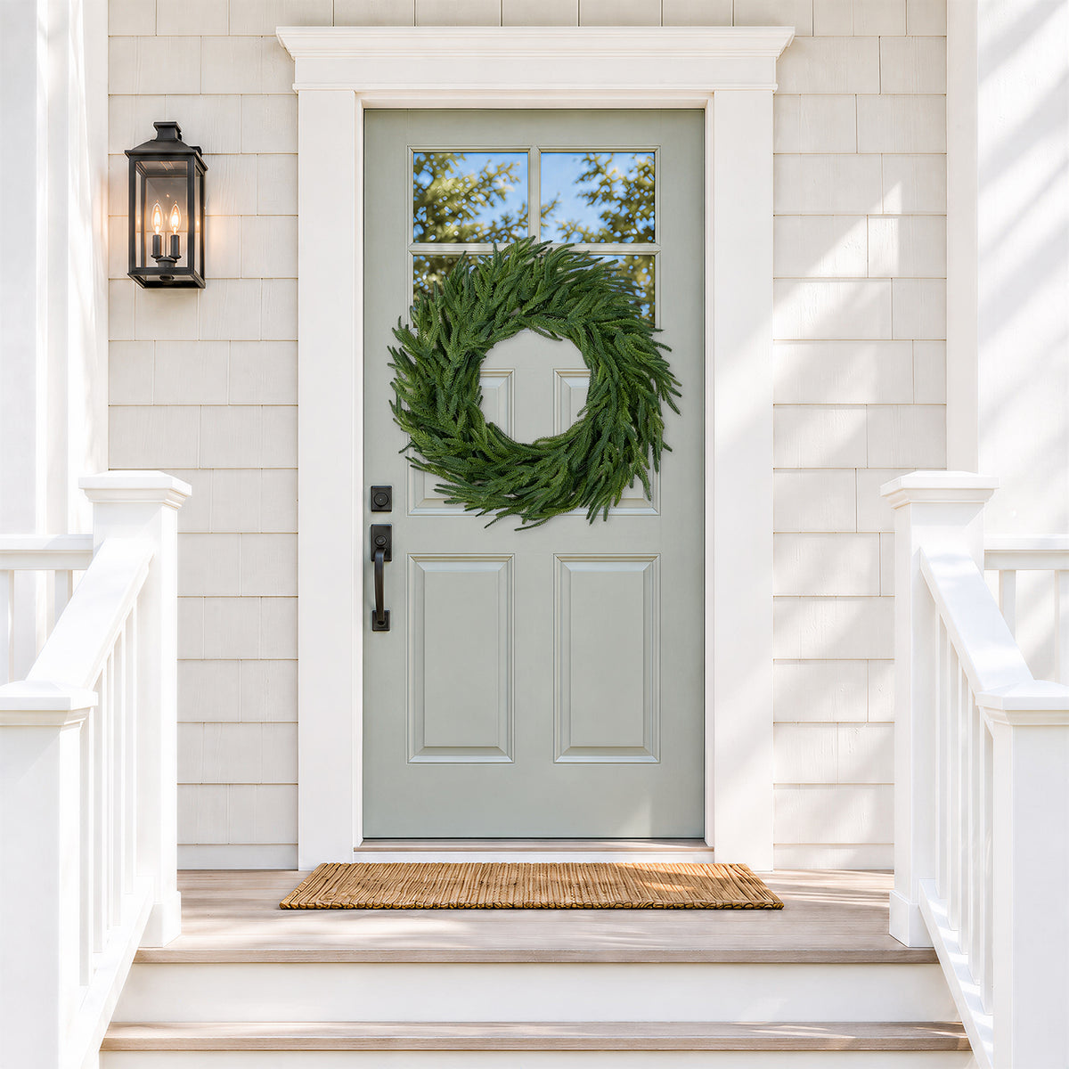 Christmas Garlands Norfolk Pine Garland, Real Touch Artificial Faux Greenery Garland for Holiday Indoor Outdoor Decor