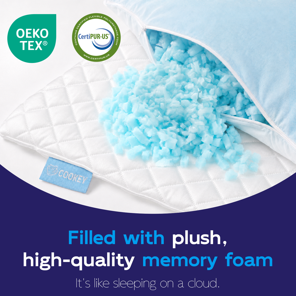 COOKEY Cooling Curved Side Sleeper Pillows Set of 2, with Adjustable Shredded Memory Foam Fill for Neck and Shoulder Support