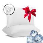 COOKEY Cooling Pillows Size Set of 2, Shredded Memory Foam Pillows Cool for Hot Sleepers, Adjustable Firm Soft Support Bed Pillows