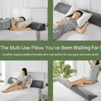 COOKEY Bed Wedge Pillow for Headboard, Mattress Gap Filler, Memory Foam Support for Sleep Apnea, Back Pain Relief & Sleeping Comfort, Gray