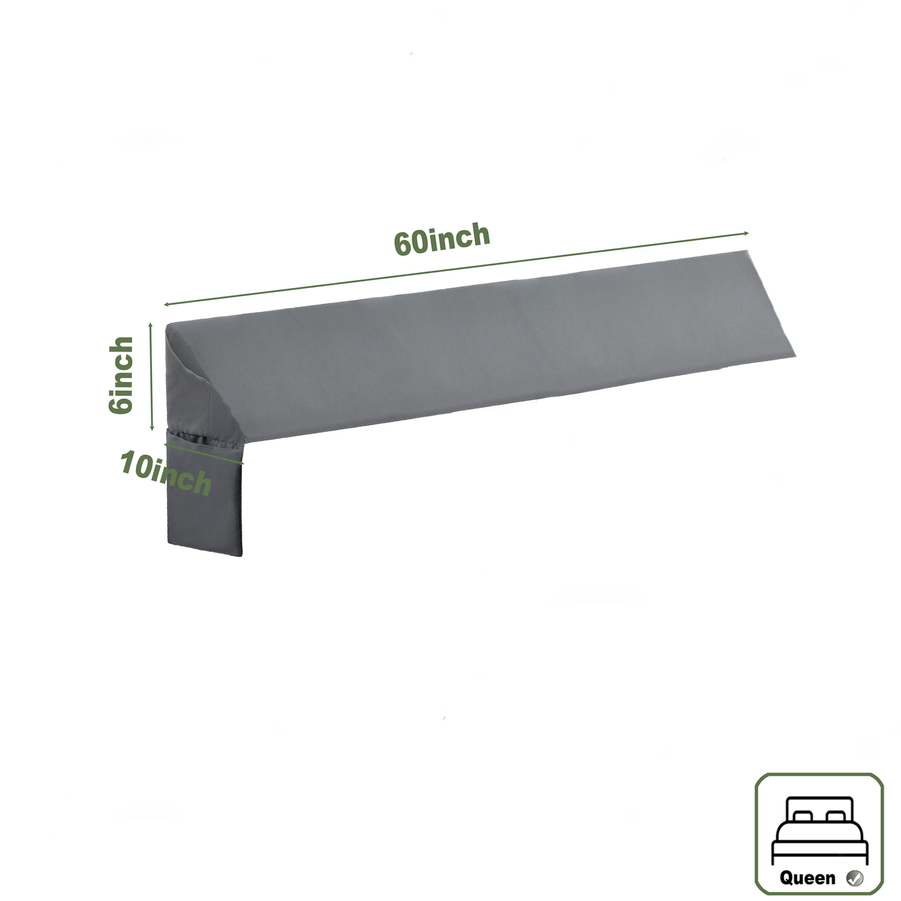 COOKEY Bed Wedge Pillow for Headboard, Mattress Gap Filler, Memory Foam Support for Sleep Apnea, Back Pain Relief & Sleeping Comfort, Gray