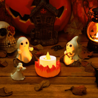 COOKEY Glow-in-The-Dark Ghost Campfire Gathering, Cute & Cozy Halloween Ghost Figurine Set, Resin Ghost Statue for Home, Mantel, Shelf, Desk
