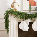 Christmas Garlands Norfolk Pine Garland, Real Touch Artificial Faux Greenery Garland for Holiday Indoor Outdoor Decor