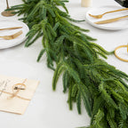 Christmas Garlands Norfolk Pine Garland, Real Touch Artificial Faux Greenery Garland for Holiday Indoor Outdoor Decor