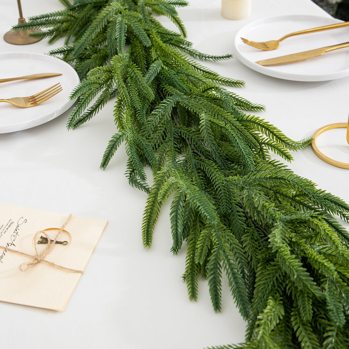Christmas Garlands Norfolk Pine Garland, Real Touch Artificial Faux Greenery Garland for Holiday Indoor Outdoor Decor