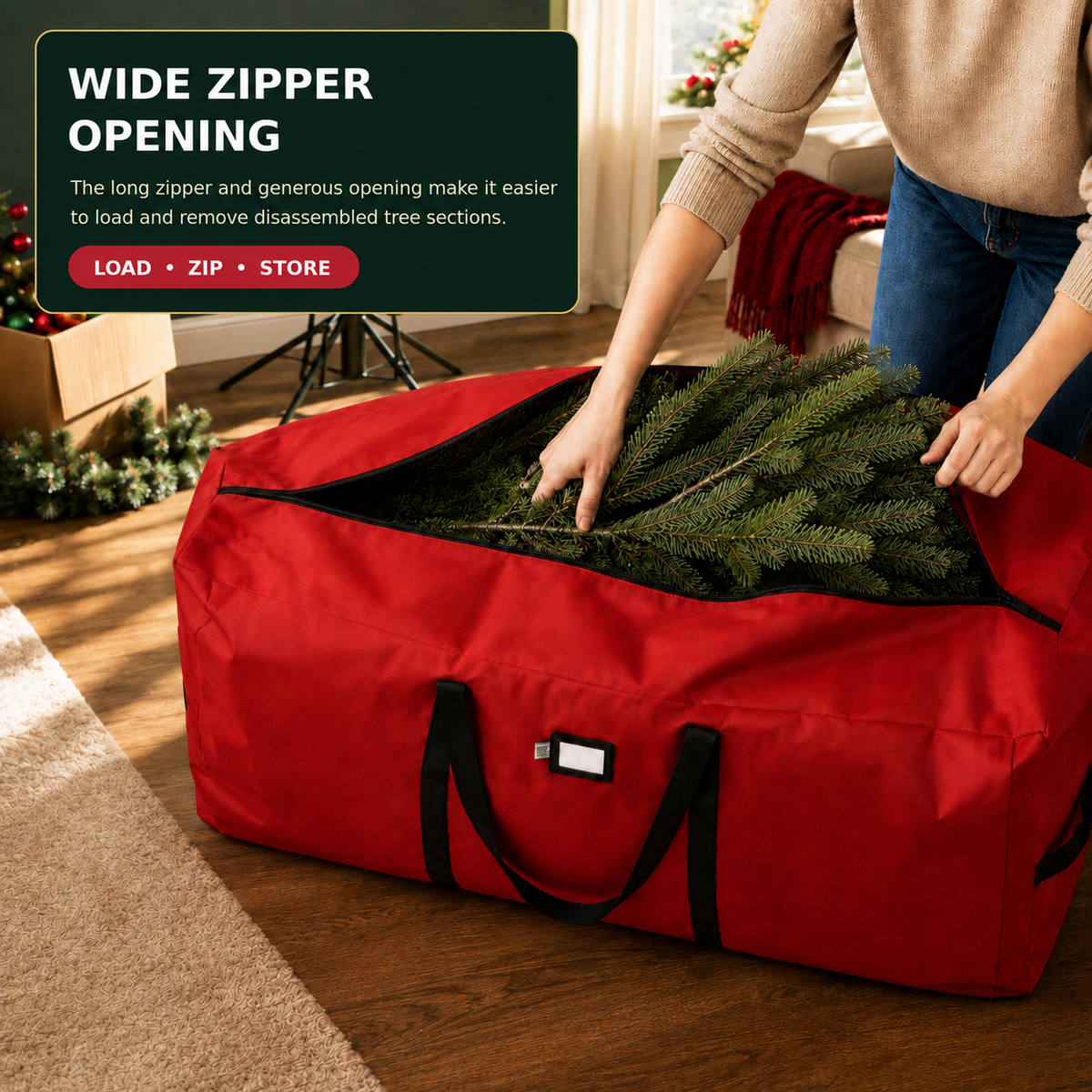 COOKEY Christmas Tree Storage Bag  Artificial Tree, Oxford Fabric Holiday Tree Storage Organizer with Dual Zipper and Reinforced Carry Handles, Christmas Decoration Storage Bag