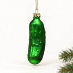 COOKEY Christmas Pickle Ornament, 3.9 Inch Hand-Blown Glass Pickle Christmas Tree Ornament, German-Inspired Holiday Tradition Hanging Decoration with Gift Box, Green