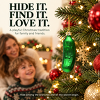 COOKEY Christmas Pickle Ornament, 3.9 Inch Hand-Blown Glass Pickle Christmas Tree Ornament, German-Inspired Holiday Tradition Hanging Decoration with Gift Box, Green