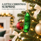 COOKEY Christmas Pickle Ornament, 3.9 Inch Hand-Blown Glass Pickle Christmas Tree Ornament, German-Inspired Holiday Tradition Hanging Decoration with Gift Box, Green