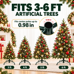COOKEY Christmas Tree Stand for Artificial Trees, 15.7 Inch Foldable Metal Replacement Base for 3-6 Ft Fake Trees, Fits 0.98 Inch Poles, Green