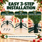 COOKEY Christmas Tree Stand for Artificial Trees, 15.7 Inch Foldable Metal Replacement Base for 3-6 Ft Fake Trees, Fits 0.98 Inch Poles, Green