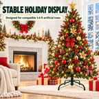 COOKEY Christmas Tree Stand for Artificial Trees, 15.7 Inch Foldable Metal Replacement Base for 3-6 Ft Fake Trees, Fits 0.98 Inch Poles, Green