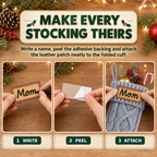 COOKEY 4 Pack Personalized Cable Knit Christmas Stockings with Leather Name Patches, for Fireplace Mantel, Red White Green Beige